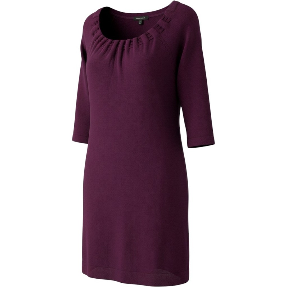 Connected Apparel Women Plum Purple Sweater Dress 3/4 Sleeve Scoop Neck Size M